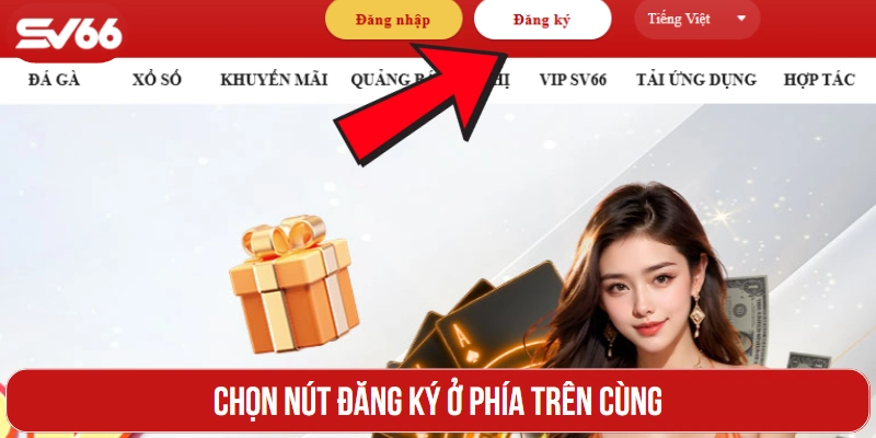 Chọn nút Đăng ký ở phía trên cùng