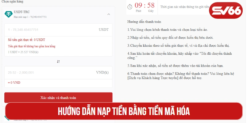 Hướng dẫn nạp tiền bằng tiền mã hóa