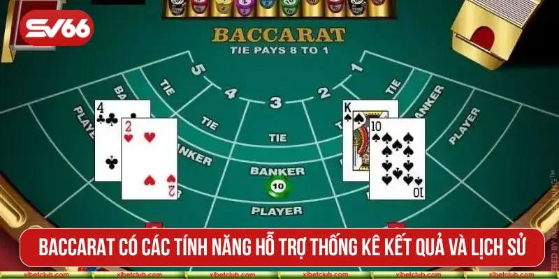 Baccarat có các tính năng hỗ trợ thống kê kết quả và lịch sử