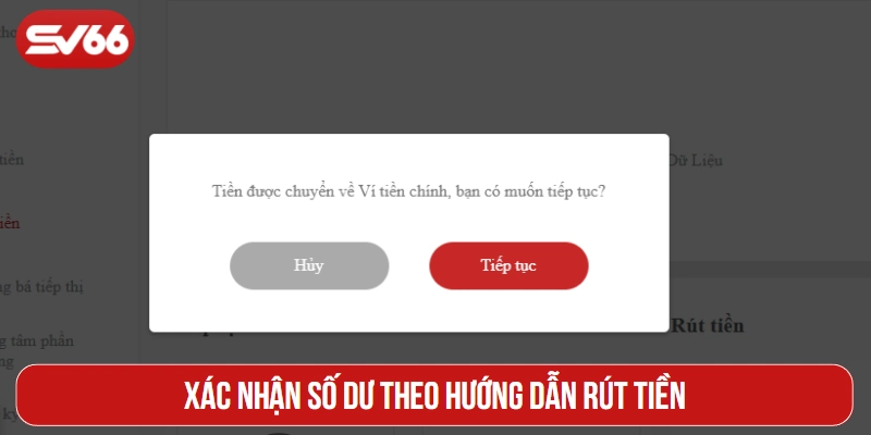 Xác nhận số dư theo hướng dẫn rút tiền